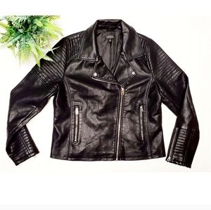 Topshop Vegan Leather Black Moto Jacket